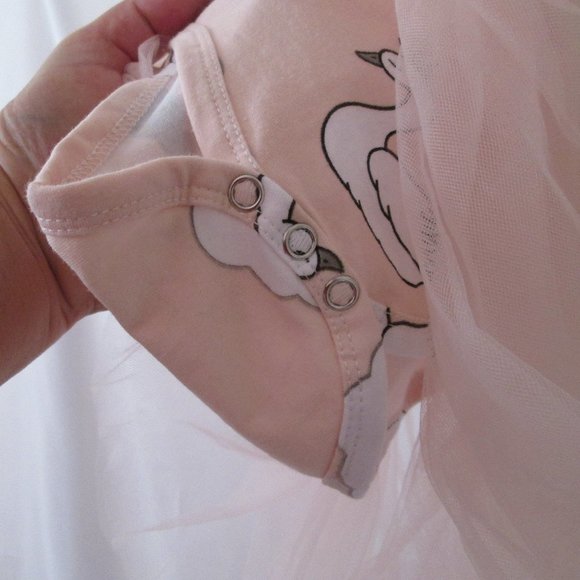 SHEIN Girls Pink Leotard Mesh Tutu White Geese Gray Clouds Print Size 90… - Picture 3 of 9